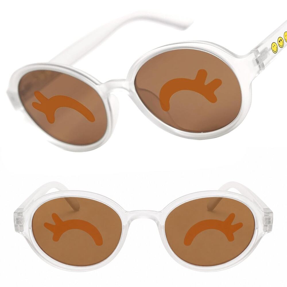 Playful Kids Clear White Brown Orange Polarized TR90 Oval Sunglasses